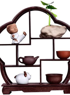 中式小多宝阁茶具架子茶壶架实木