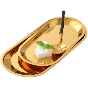 不锈钢小盘子家用餐盘酒店餐具餐厅椭圆形毛巾盘创意商用小吃盘