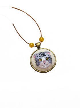 手工刺绣猫咪小物件日系毛衣链