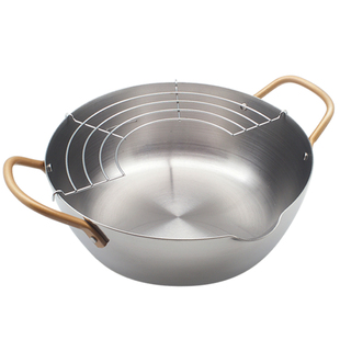 越后日本原产原装进口日式天妇罗油炸锅家用小炸锅不锈钢汤锅加厚