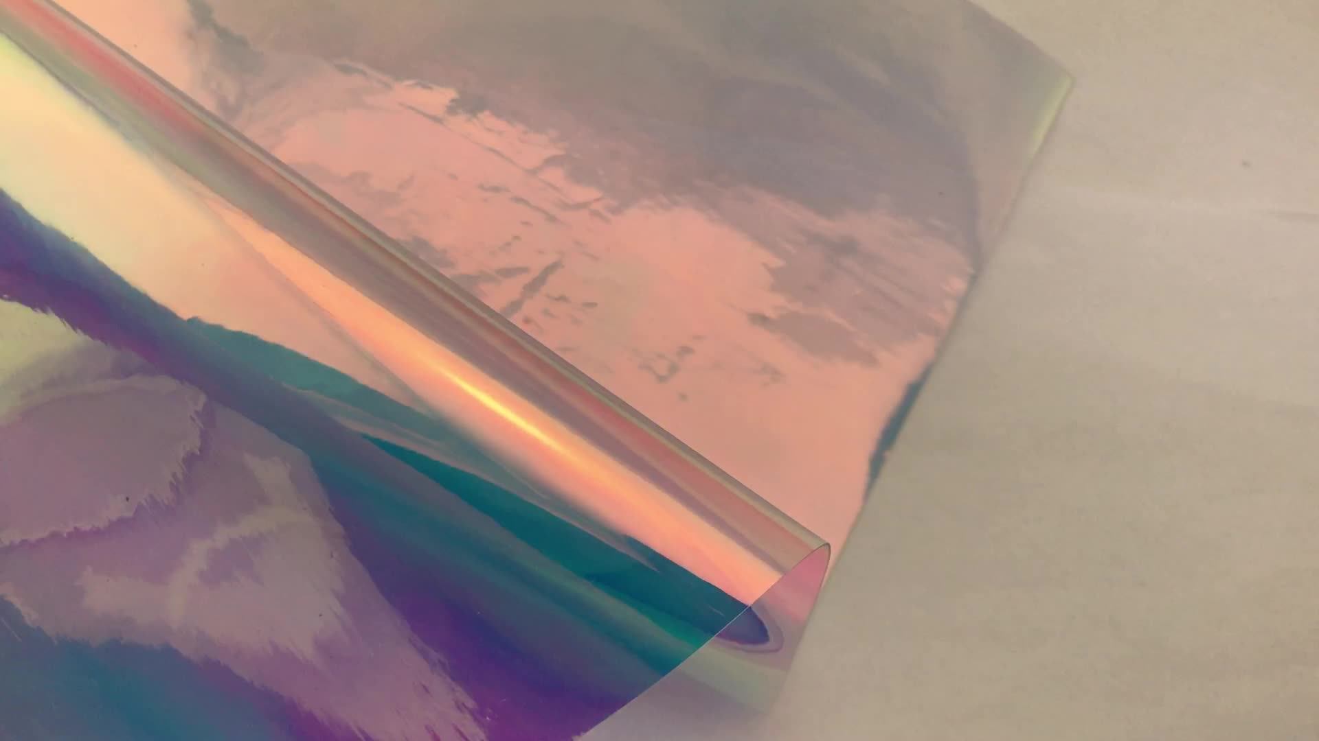 XHT Holographic Clear PVC Vinyl - 30x135cm Iridescent Laminate Film For DIY Crafts, Waterproof & Easy To Cut