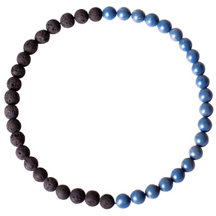 一言三行原创火山石手串蓝珊瑚转运简约个性手链小众男女文艺复古