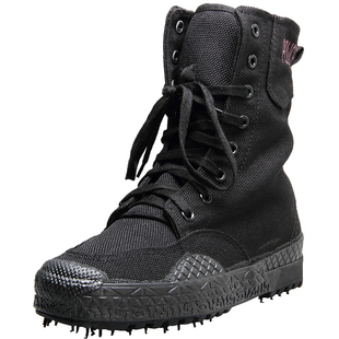 黑色作训鞋高帮解放鞋男耐磨劳保鞋女胶鞋透气帆布鞋训练保安鞋