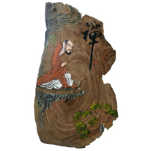 风化木板画老樟木禅意挂画手绘茶楼客厅装饰画无框画老木头茶道