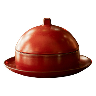 时尚陶瓷红色蒸笼粤菜点心盘餐厅会所盘子感意境餐具包邮