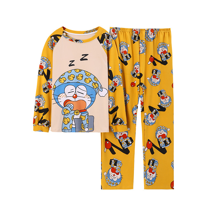 长袖睡衣女春秋季100%纯棉家居服