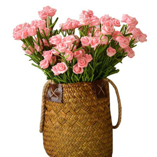 田园手工小玫瑰仿真花 插花泡沫花家 居写意干花客厅假花装饰摆设