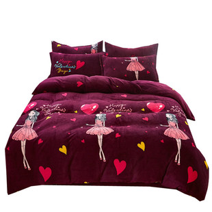 牛奶绒四件套加厚冬季保暖床品双面绒珊瑚绒4件套法兰绒被套床单