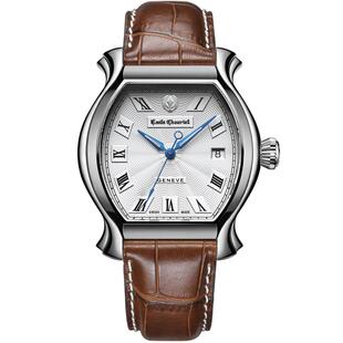 【咨询5折】瑞士艾米龙当代奢华系列皮带酒桶形自动机械男表