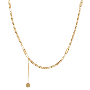 法式ins风链条流苏粗链条不对称钛钢时髦项链挂饰女不掉色时髦金