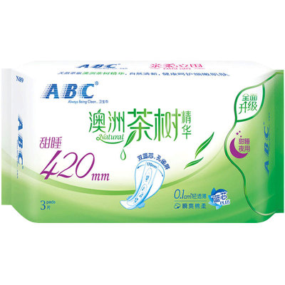 abc甜睡420mm澳洲茶树片装卫生巾