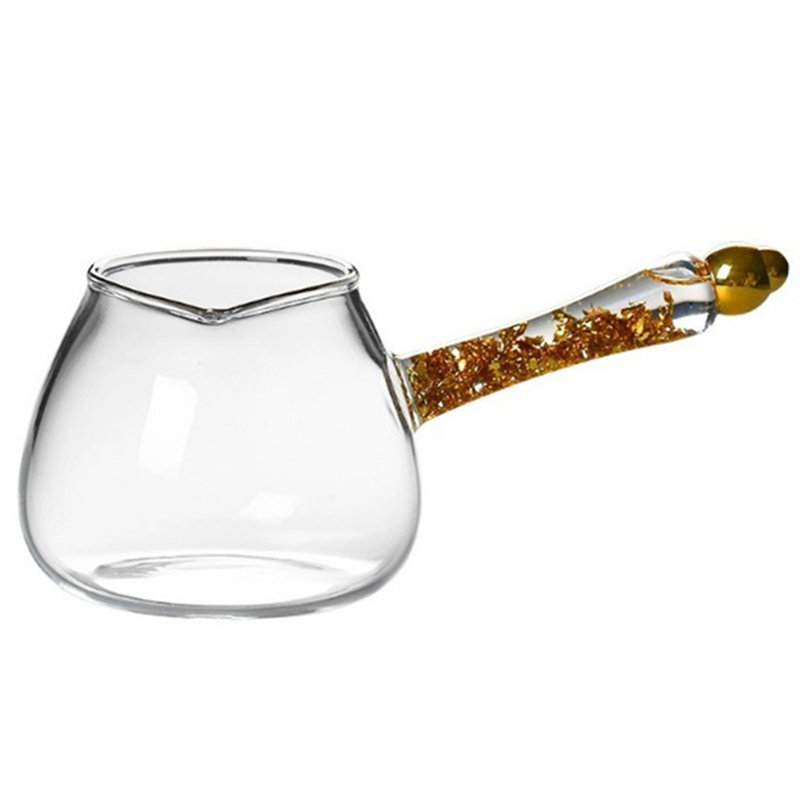 加厚手工日式鎏金侧把公道杯描金分茶器耐热茶海大号公杯功夫茶具