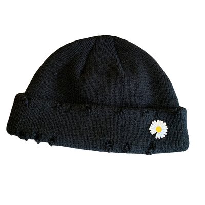 破洞小雏菊百搭雅痞地主毛线帽子