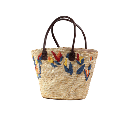 小清新刺绣编织包手提法式草编包