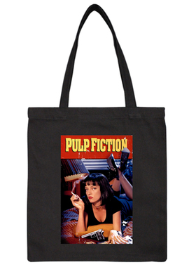 低俗小说系列  Pulp Fiction 周边 插画印花帆布包 单肩手提包E