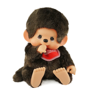 Monchhichi萌趣趣玩具基本围兜坐款娃娃毛绒大公仔车饰后脑为软头