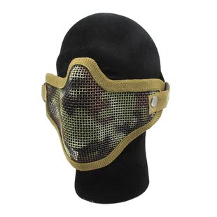 v1双带半脸骷髅面具CS野战护脸CF战术护嘴钢丝网水弹枪防护面罩