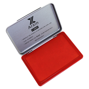 铁外壳方形印台 黑红蓝白色快干速干大号盖章财务印泥印盒按手印