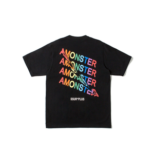 现货 SSUR联名Amonster 扭曲字母时尚短袖T恤男女情侣潮牌