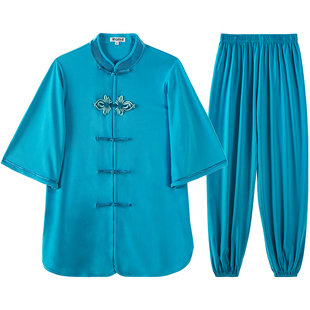 古韵中华薄款太极服女夏天高档改良高端中袖太极服女夏季太极服女