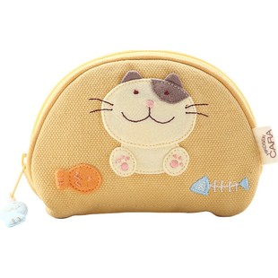 HIKOSEN CARA卡拉猫日韩可爱迷你帆布布艺卡包硬币零钱钥匙小包包
