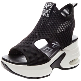 罗马凉鞋女春夏季2026年新款网红爆款百搭鱼嘴鞋厚底增高坡跟高跟