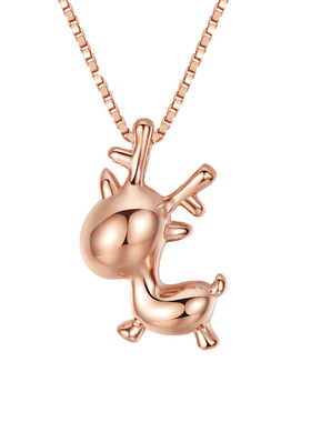 一路有你鹿纯银项链女森系玫瑰金