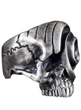 暗黑纹理骷髅摆件黄铜情侣对戒