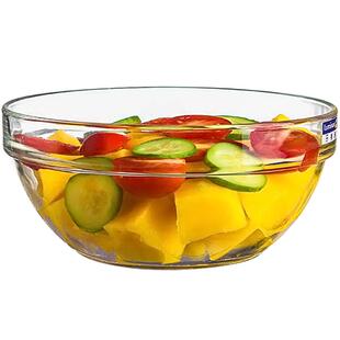 乐美雅透明钢化玻璃碗水果碗沙拉碗大碗料调碗耐热烘焙泡面碗汤碗