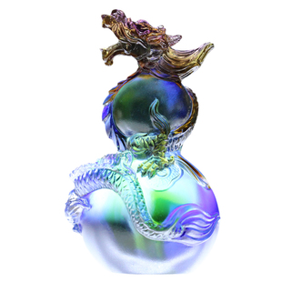 汉风琉璃葫芦工艺品生日礼物龙摆件招财风水镇宅 装饰品家居摆设