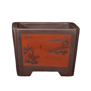 紫砂花盆四方盆景盆栽花卉室内陶瓷盆八角梅花榕树盆景专用盆大号