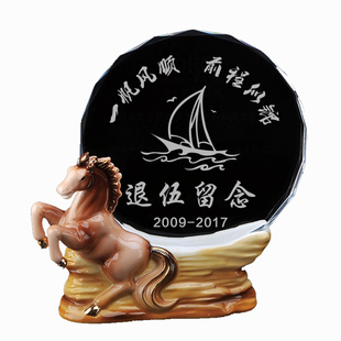 骏马陶瓷奖杯定制 老兵退伍马到成功纪念品定做 送战友礼物礼品