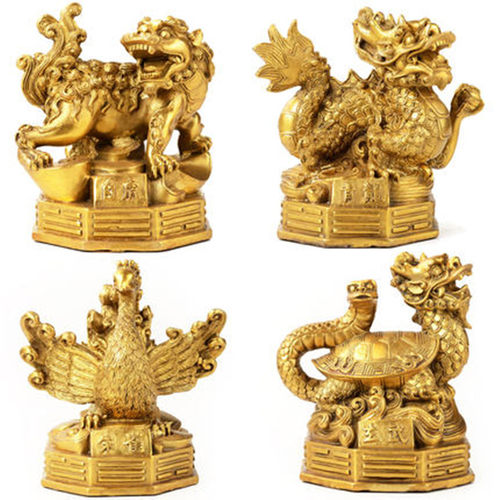 纯铜四大神兽青龙白虎朱雀玄武五福神家居装饰品客厅办公室摆件