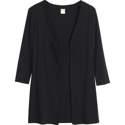 黑色修身外搭开衫披肩外套中长款