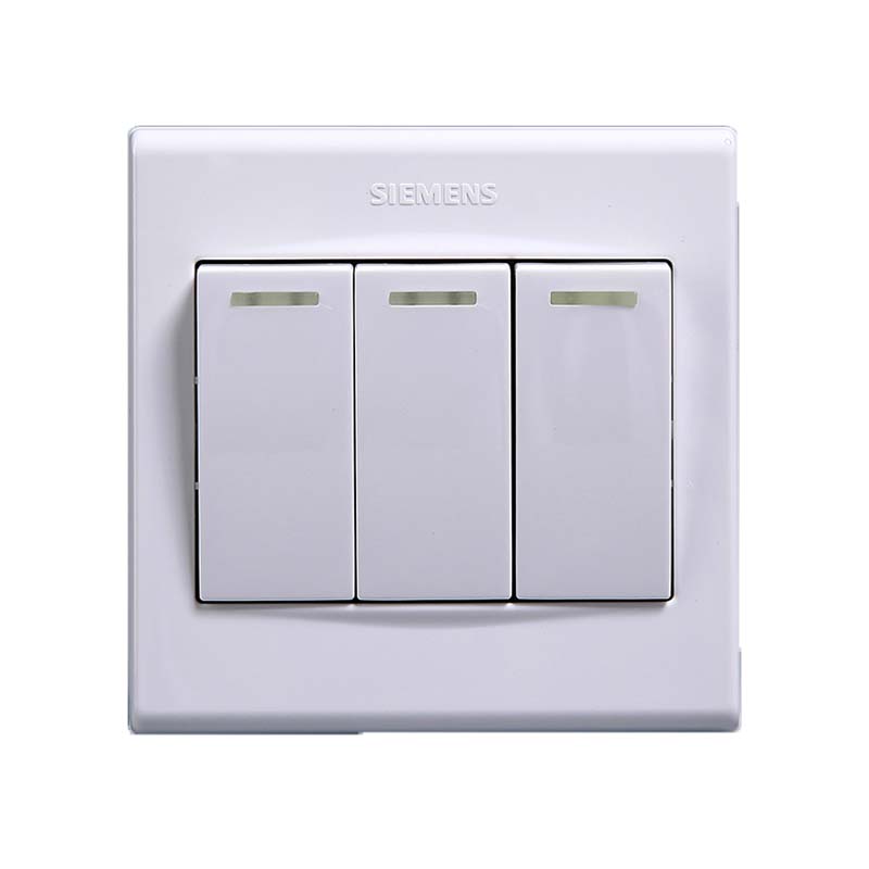 西门子开关面板墙壁86型家用插座品宜系列雅白三开双控开关带荧光
