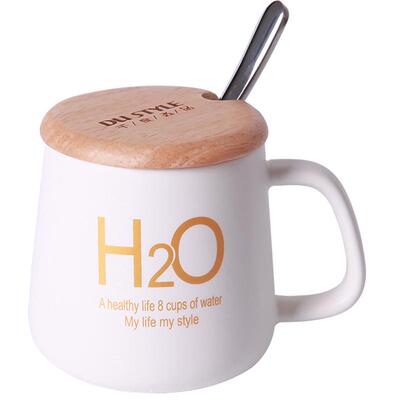 原创情侣带盖勺定制水杯