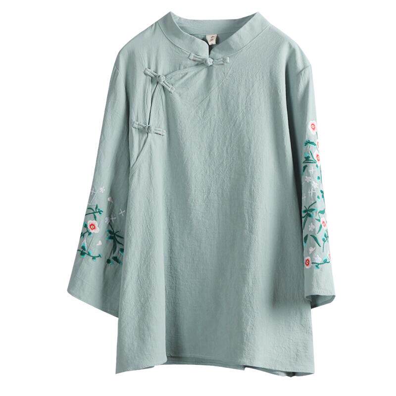 春夏改良太极服女绣花棉麻太极拳太极服