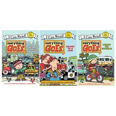 英文原版3册绘本幼儿英语交通工具My First I Can Read Everything Goes系列Henry on Wheels/Henry Goes Skating 亲子共读绘本