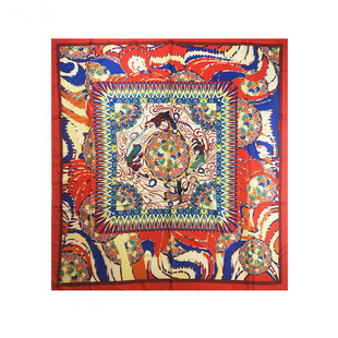 敦煌壁画丝巾100cm莫高窟文创艺术棉加丝披肩方巾旅游纪念品包邮