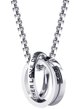 情侣项链一对高级感吊坠双环挂件