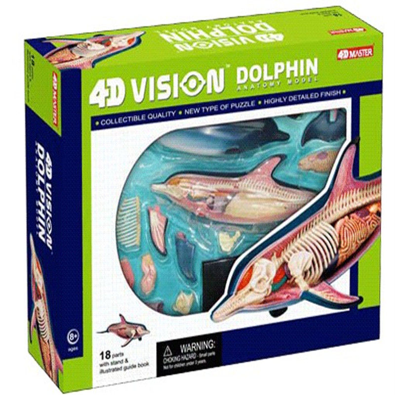 4D MASTER 海豚仿真玩具海洋动物模型解剖骨骼益智拼装模型可拆卸