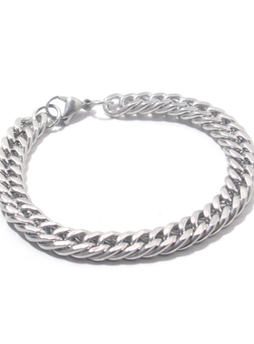 不掉色钛钢古巴男手链