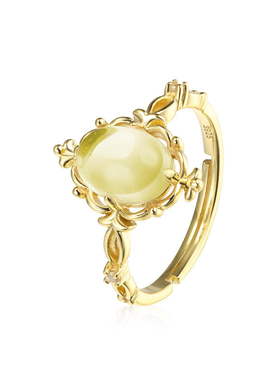 复古925银镀金花边戒指日系定制