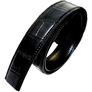 鳄鱼纹不带头皮带男 纯牛皮头层真皮自动扣裤带身3.5cm腰带条无头