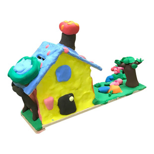 木质房子白坯超轻粘土珍珠泥雪花泥模具彩泥树笔筒存钱罐diy相框