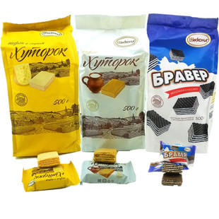 进口俄罗斯阿孔特农庄威化奶酪芝士味奥里奥巧克力夹心饼干500克