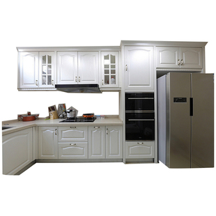 定做整体橱柜简约现代风格吸塑模压门厨房整体厨柜石英石台面定做