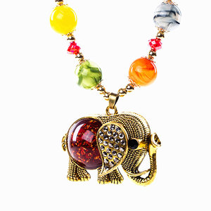 气质日韩国复古时尚秋冬个性百搭彩色大花朵项链女珠链长款毛衣链