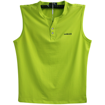 男纯色健身v领运动透气跑步背心