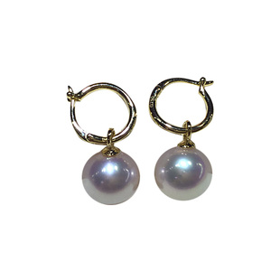 进口海水珍珠18K金海水珍珠耳圈 耳环吊坠AKOYA海水珍珠吊坠两用